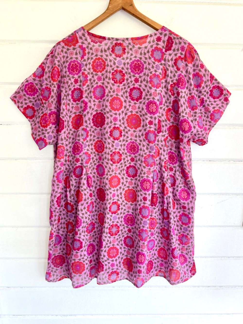 GUDRUN SJODEN Organic Cotton 'Suzani' Short Sleeve Button Tunic - L - Picture 7 of 12
